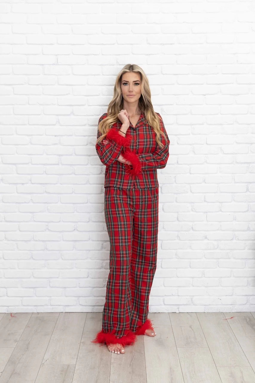 It’s Time to Get Cozy with Christine Ladies Christmas Plaid Pajamas