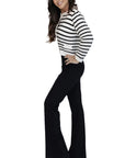 Danielle Black and White Cardigan with Gold Buttons