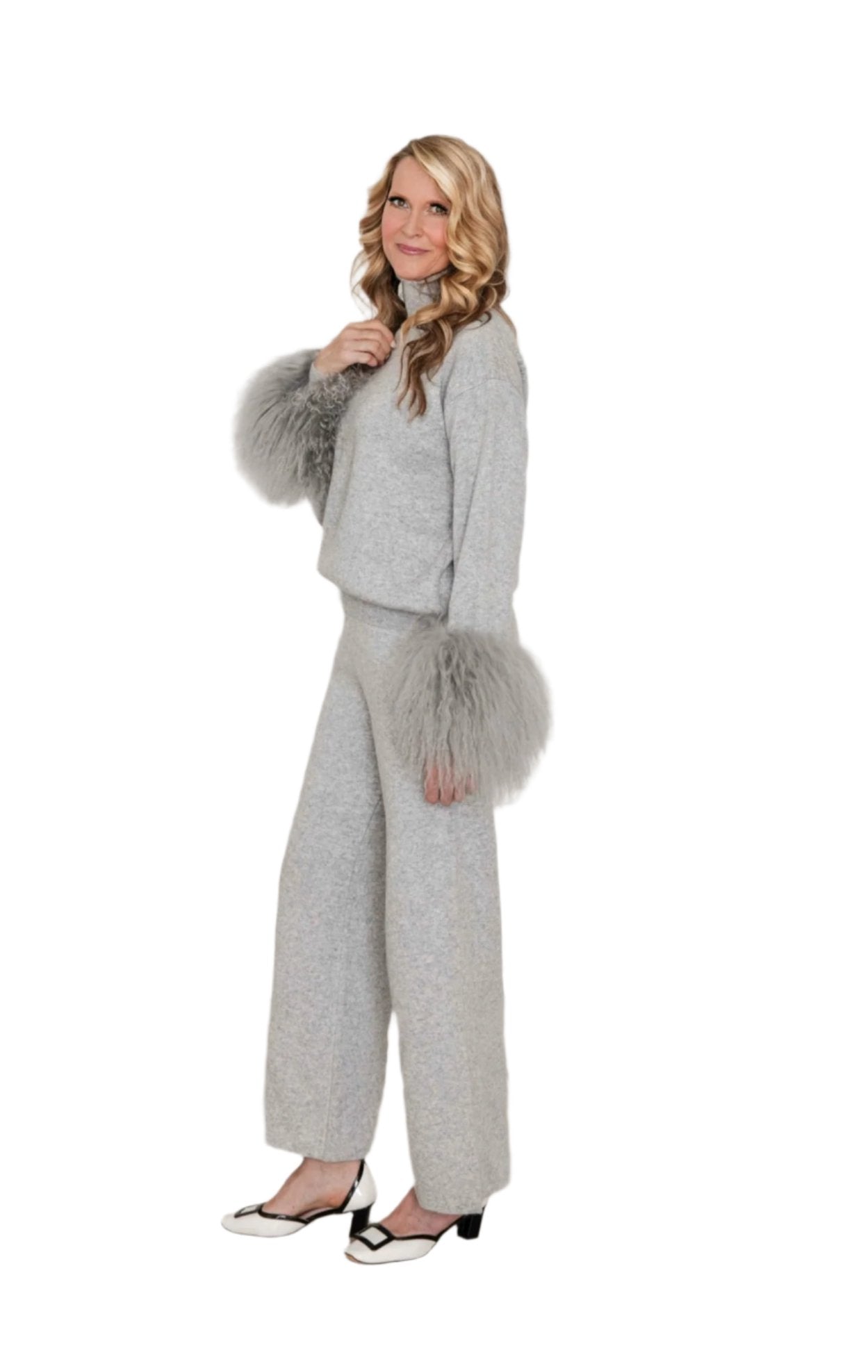 Deidre Lounge Suit with Fur Cuffs