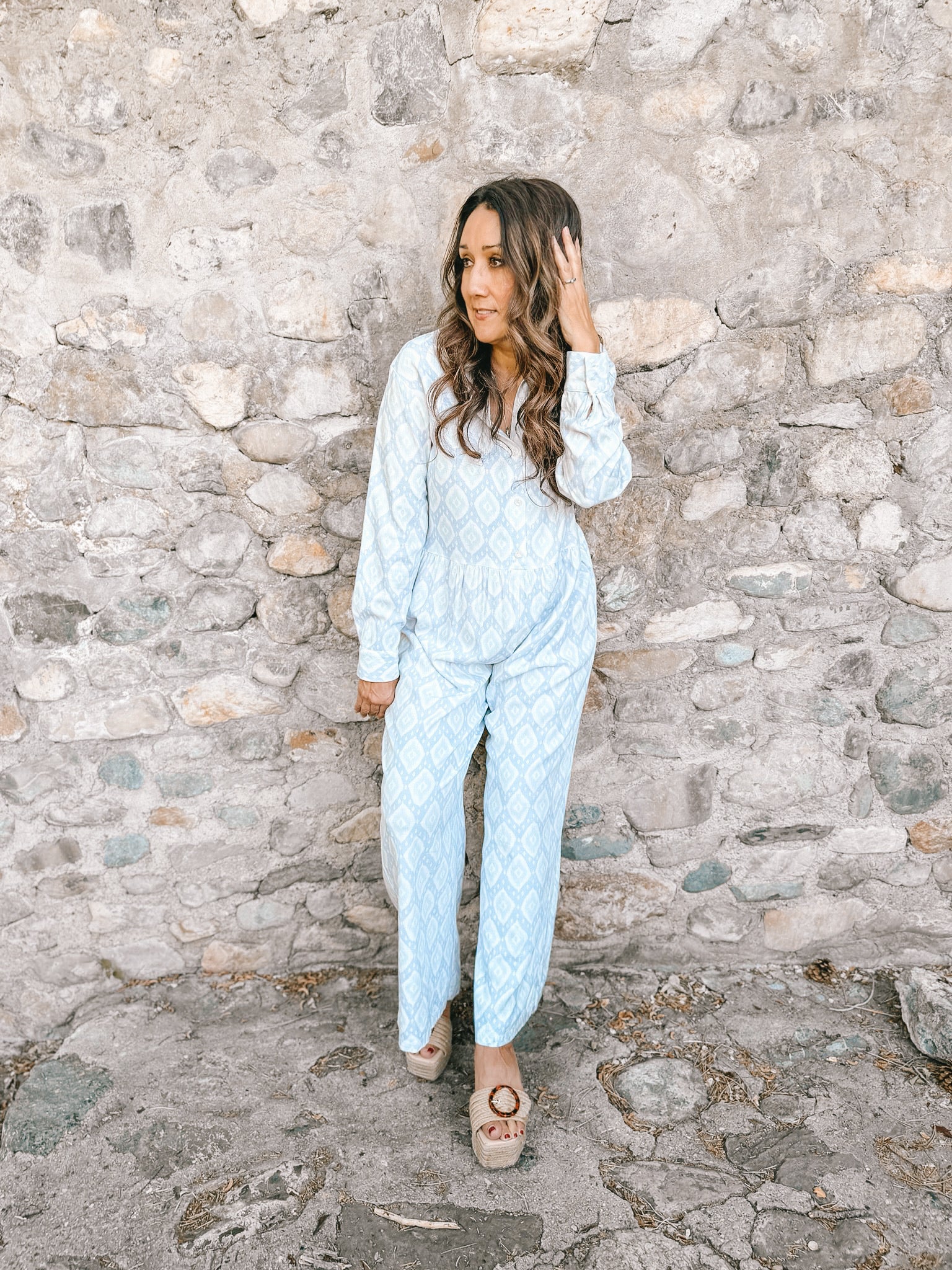 Claire Blue Geometric Jumpsuit