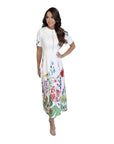 Destiny White Floral Midi Dress