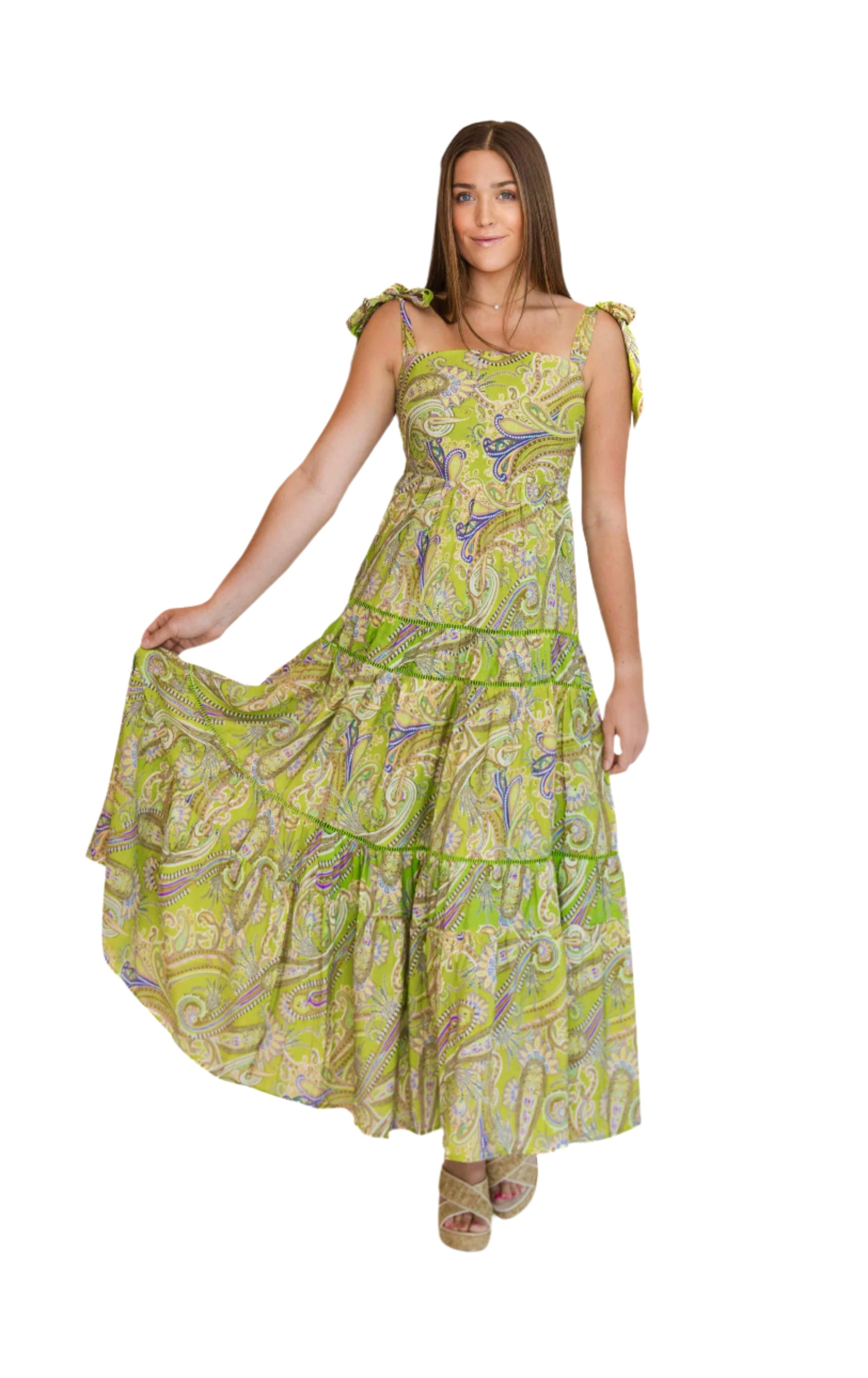 Eve Green Paisley Maxi Sundress