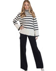 Desiree Black and White Turtleneck Oversized Sweater