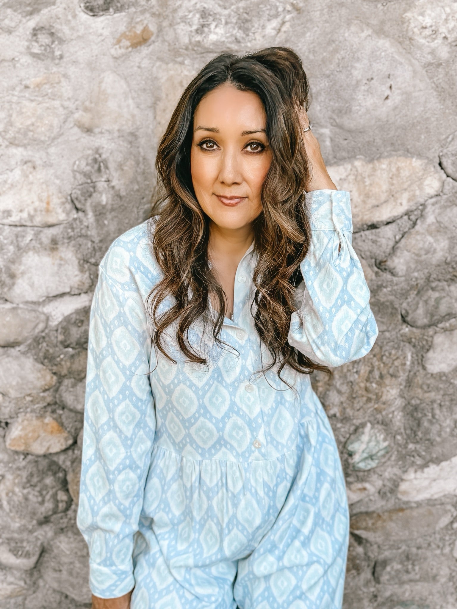 Claire Blue Geometric Jumpsuit