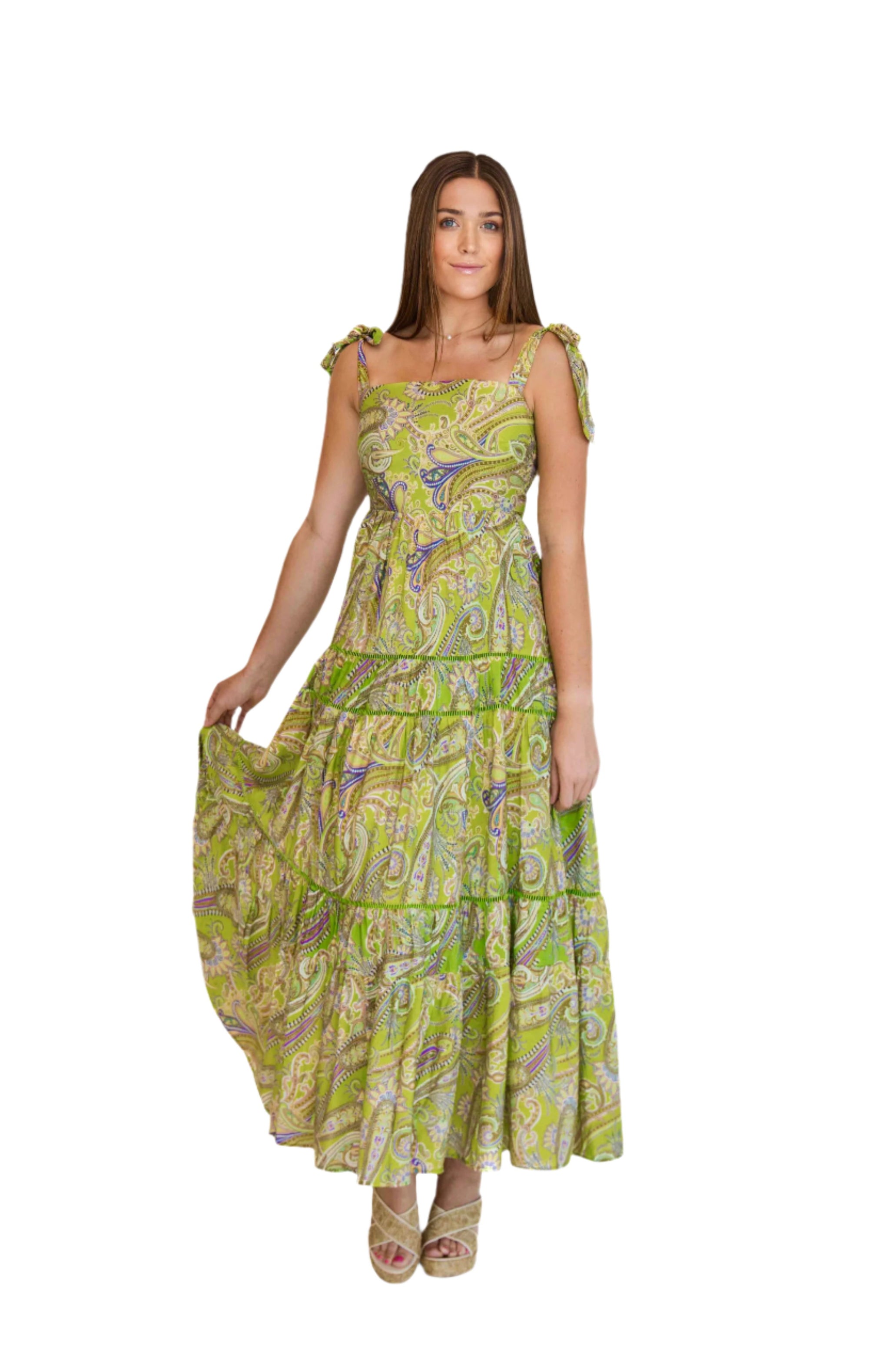 Eve Green Paisley Maxi Sundress