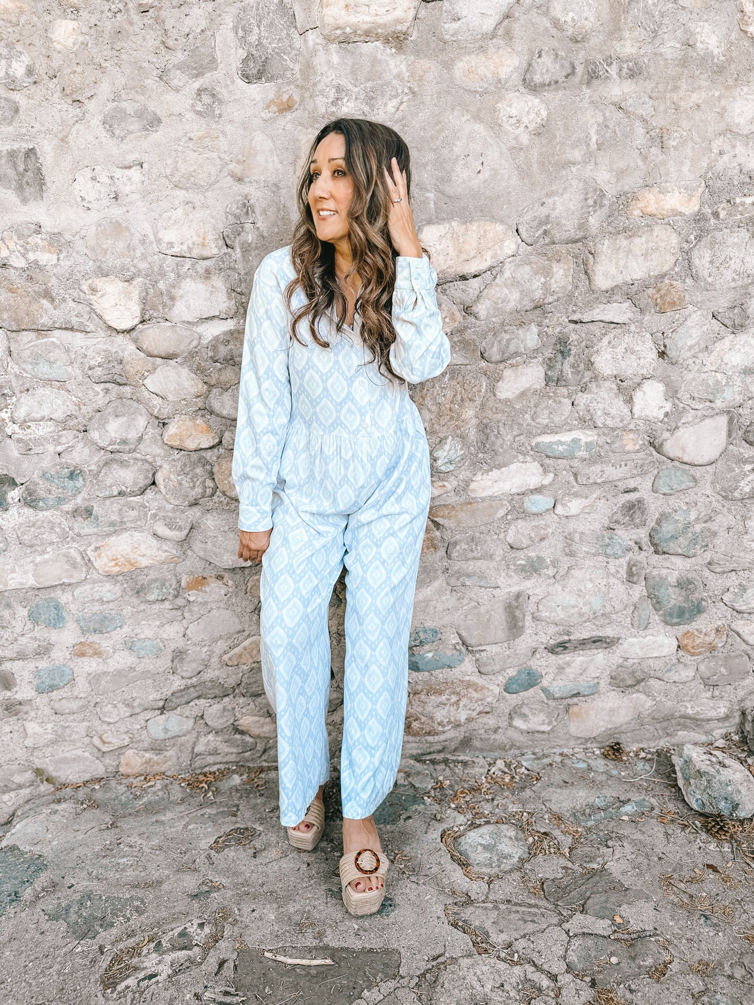 Claire Blue Geometric Jumpsuit