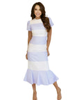 Carolina Blue and White Striped Midi Dress