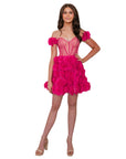 hot pink corset mini flower dress