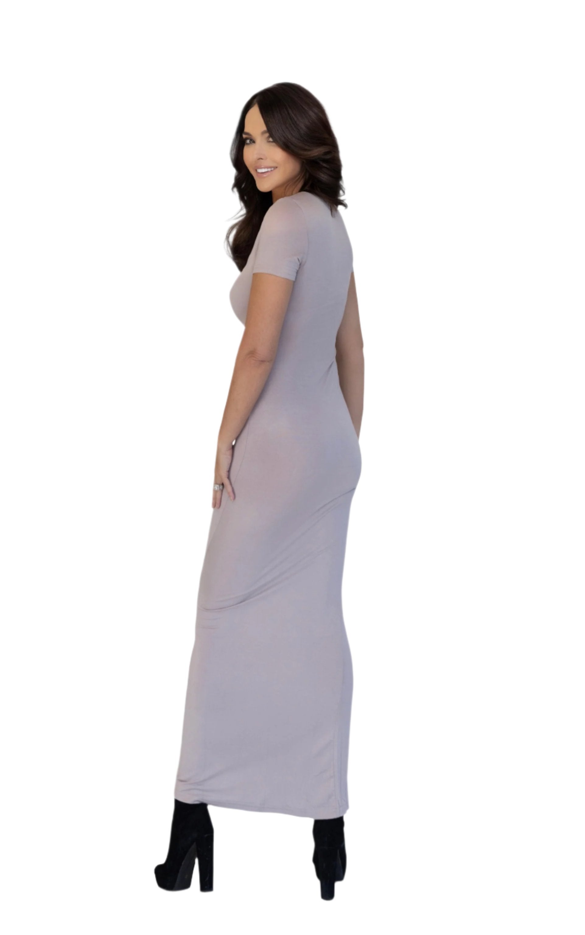 grey bodycon maxi dress Danica Taupe Bodycon Maxi Dress M