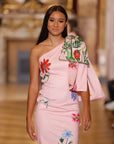 Delilah Pink One Shoulder Floral Maxi Gown