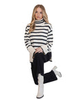Desiree Black and White Turtleneck Oversized Sweater