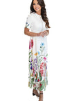 Destiny White Floral Midi Dress
