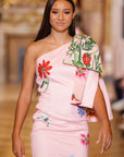 Delilah Pink One Shoulder Floral Maxi Gown