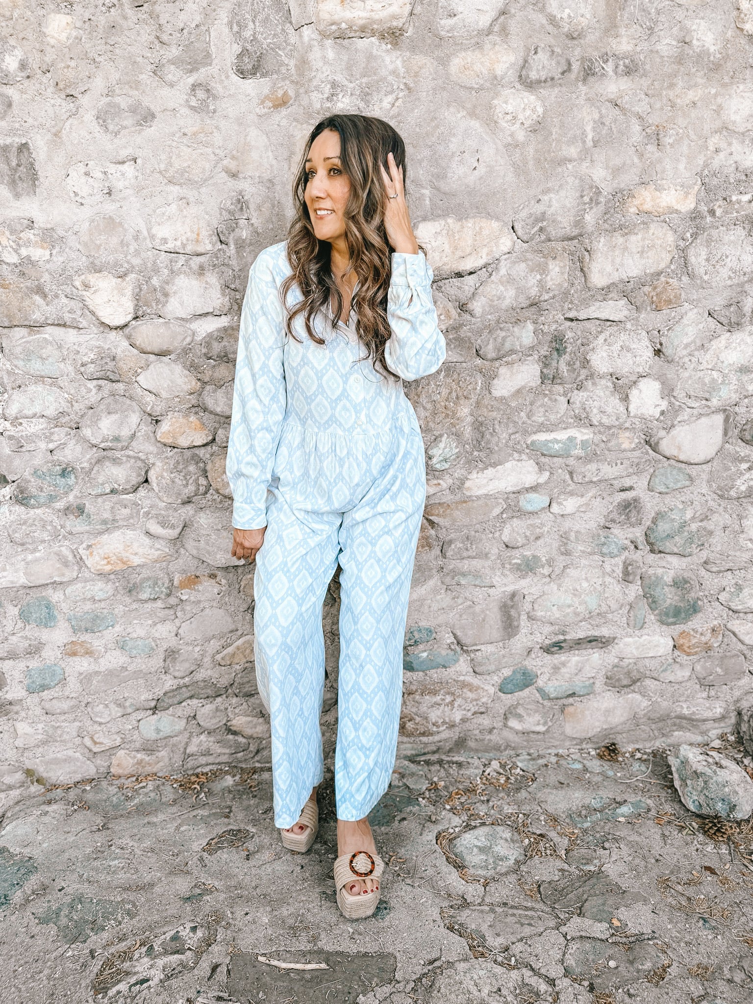 Claire Blue Geometric Jumpsuit