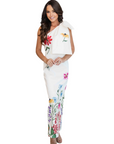 Delilah White One Shoulder Floral Maxi Gown