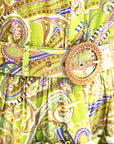 Willow Green Paisley Long Sleeve Mini Tiered Dress