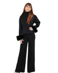 Deandra loungewear with fur trimmed sleeve