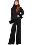 Deandra loungewear with fur trimmed sleeve