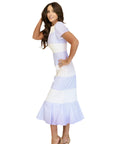Carolina Blue and White Striped Midi Dress