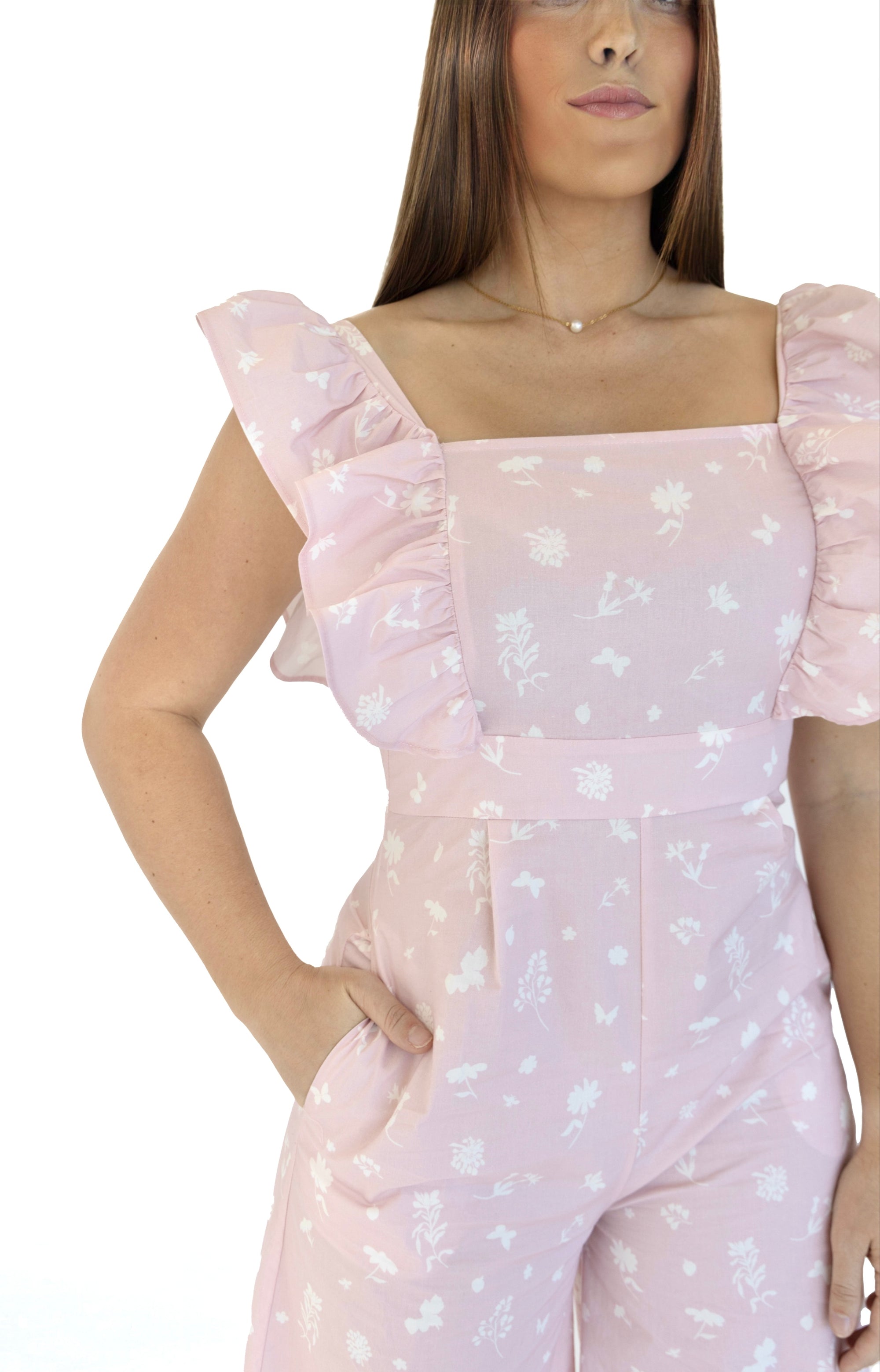 Cara pink ruffled jumper