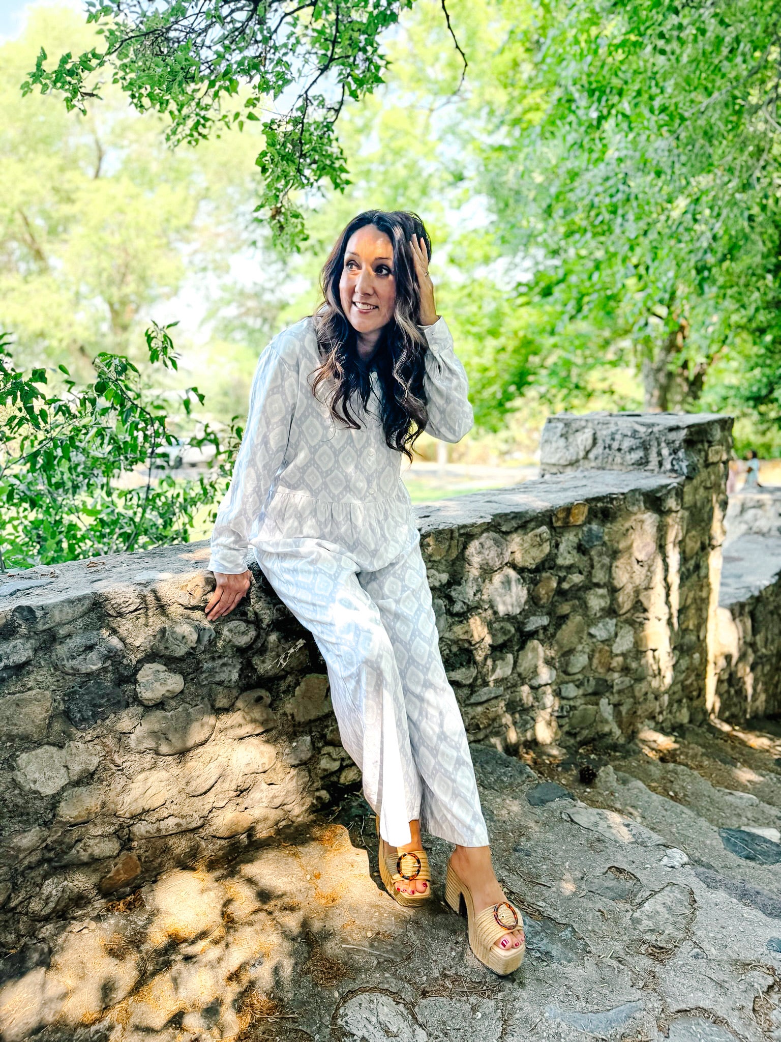 Claire Blue Geometric Jumpsuit