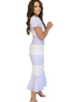 Carolina Blue and White Striped Midi Dress