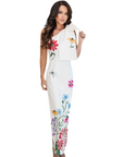 Delilah White One Shoulder Floral Maxi Gown