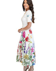 Destiny White Floral Midi Dress