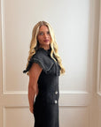 Delaney Black Tweed Midi Dress