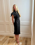 Delaney Black Tweed Midi Dress