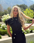 Delaney Black Tweed Midi Dress