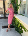 Delaney Pink Tweed Midi Dress