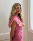 Delaney Pink Tweed Midi Dress