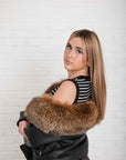 Denali Fur Trimmed Leather Bomber Jacket