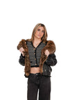 Denali Fur Trimmed Leather Bomber Jacket