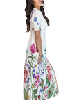 Destiny White Floral Midi Dress