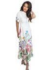 Destiny White Floral Midi Dress