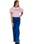 Hugs & Kisses Puff Short sleeve Pink Top