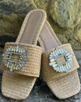 Eden Grass Sandal with Rhinestone buckle