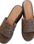 Emi Brown Platform Grass Beach Sandal