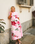 Destiny Pink Floral Midi Dress