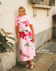 Destiny Pink Floral Midi Dress