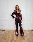 Elinor Crepe Black Floral 2 piece suit