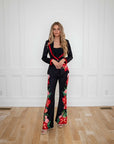 Elinor Crepe Black Floral 2 piece suit