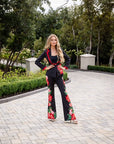 Elinor Crepe Black Floral 2 piece suit