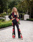 Elinor Crepe Black Floral 2 piece suit