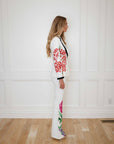 Emma White Floral Two Piece Suit