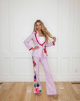 Emily Lavender Crepe 2 piece Floral suit