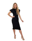 Delaney Black Tweed Midi Dress