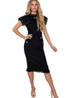 Delaney Black Tweed Midi Dress